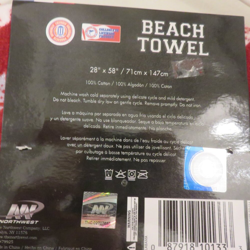 Alabama Crimson Tide Beach Towel - Picture 3 of 4
